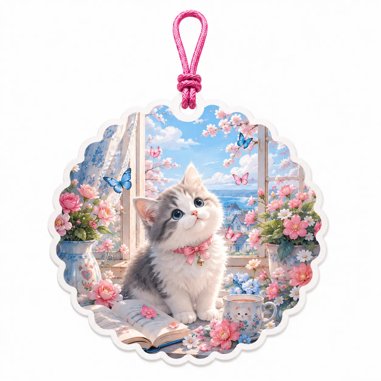 귀여운 고양이 매달린 방향제